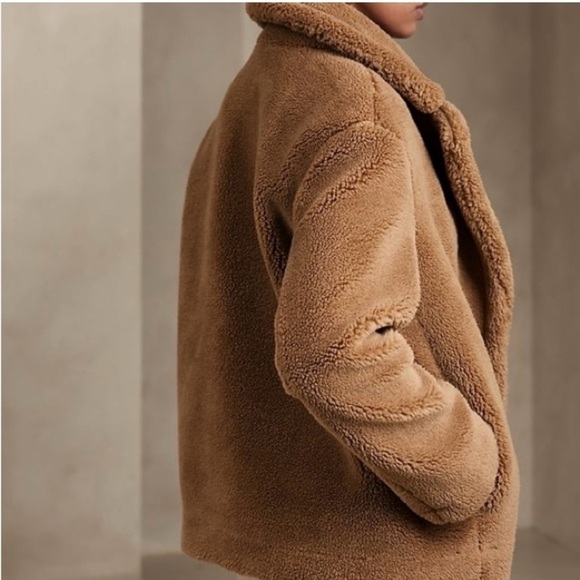 Banana Republic Faux Fur Teddy Double Breasted CAMEL Coat Jacket Size S - Picture 8 of 15